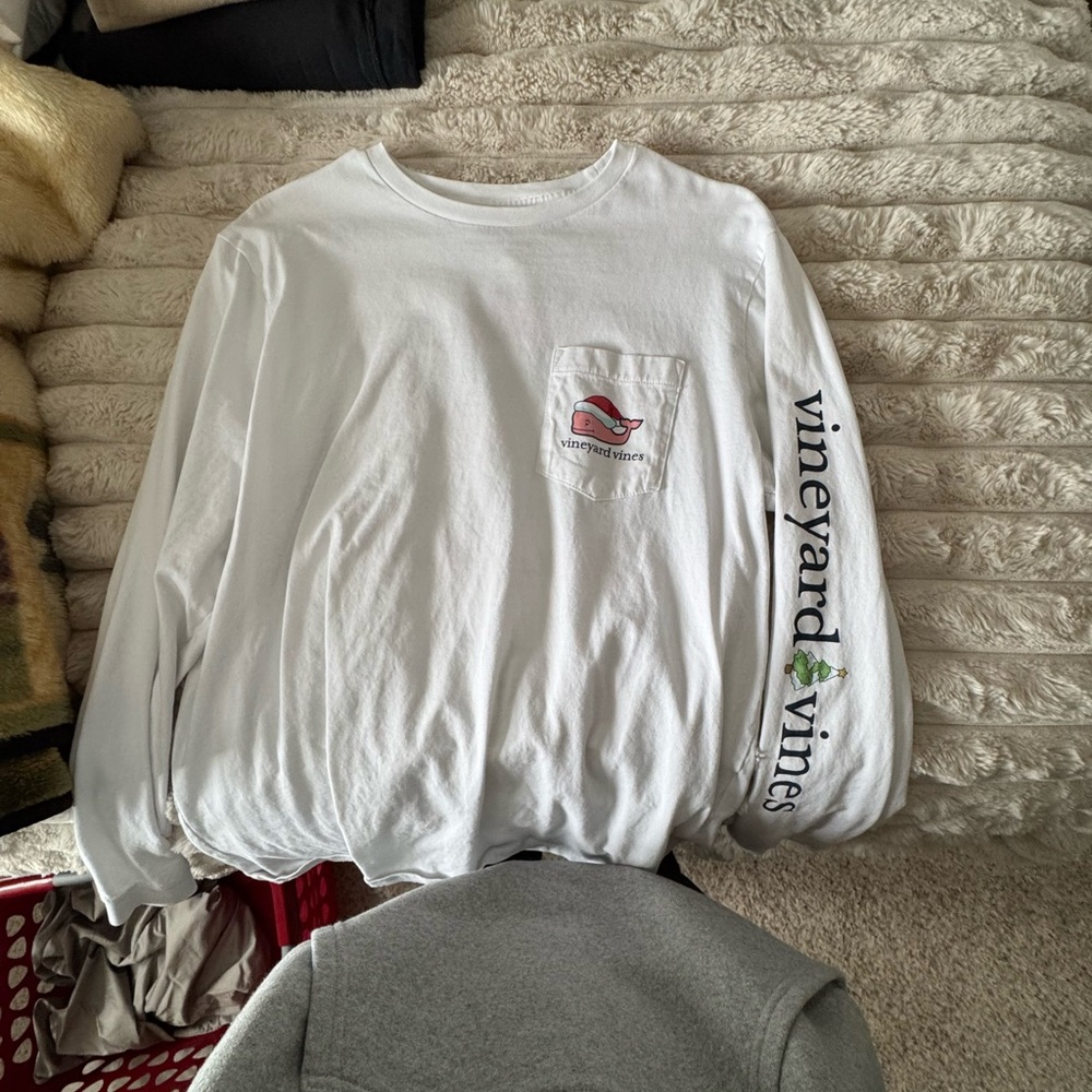 Vineyard Vines White Tee with Pink Whale Graphic